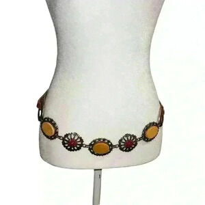 Leatherock Belt Made In USA 9405,5910 37.5”Long embellished boho western stone